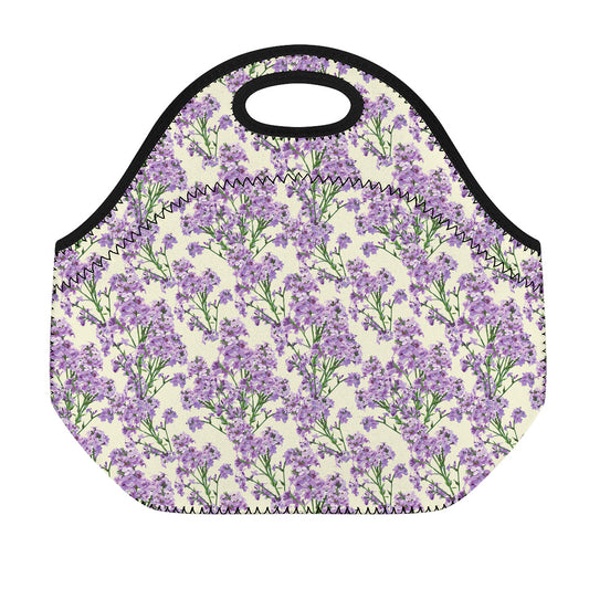 Watercolor Lavender Pattern Print Neoprene Lunch Bag