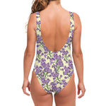 Watercolor Lavender Pattern Print One Piece Swimsuit