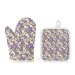 Watercolor Lavender Pattern Print Oven Mitt And Pot Holder Set