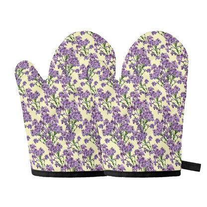 Watercolor Lavender Pattern Print Oven Mitts