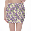 Watercolor Lavender Pattern Print Pencil Mini Skirt