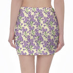 Watercolor Lavender Pattern Print Pencil Mini Skirt