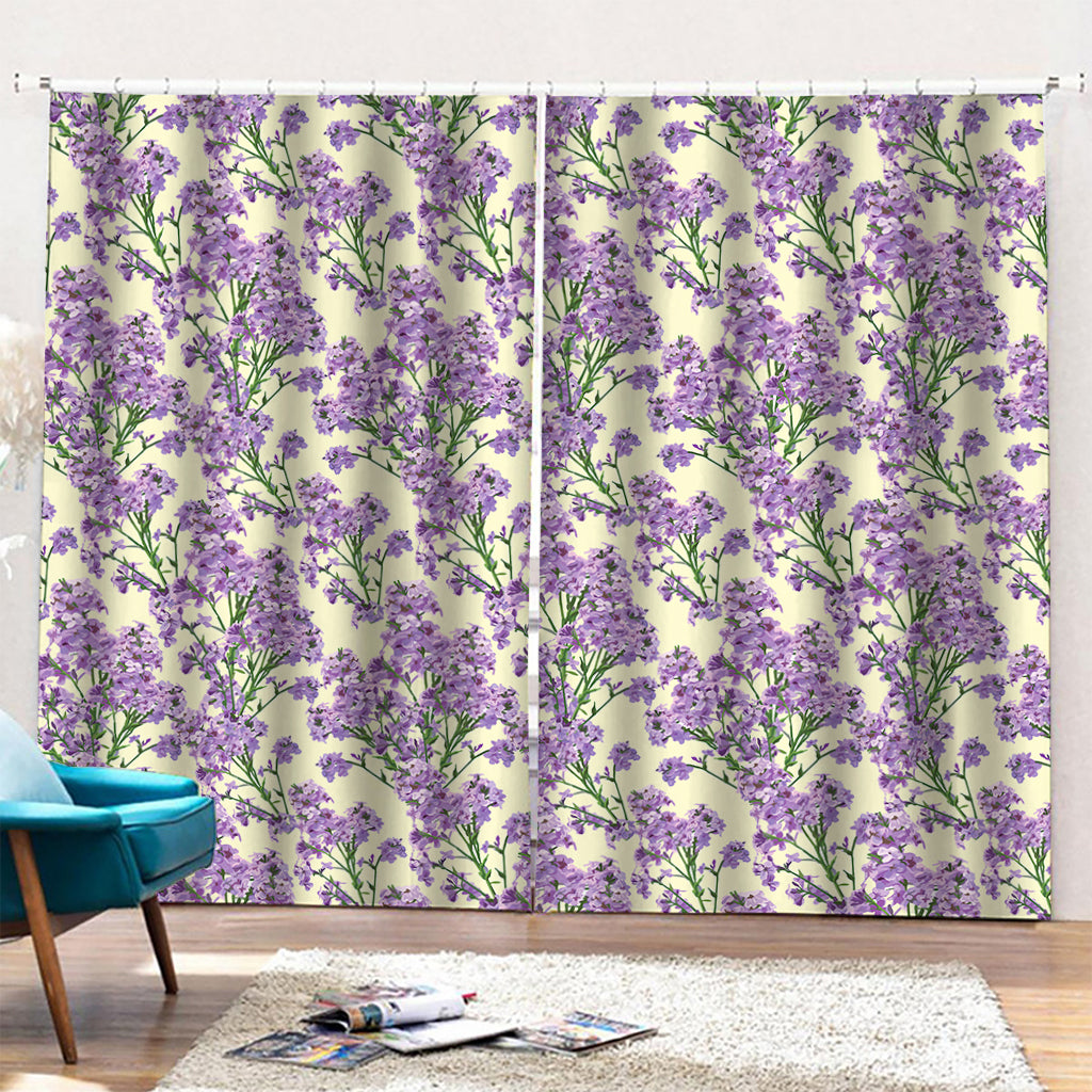 Watercolor Lavender Pattern Print Pencil Pleat Curtains