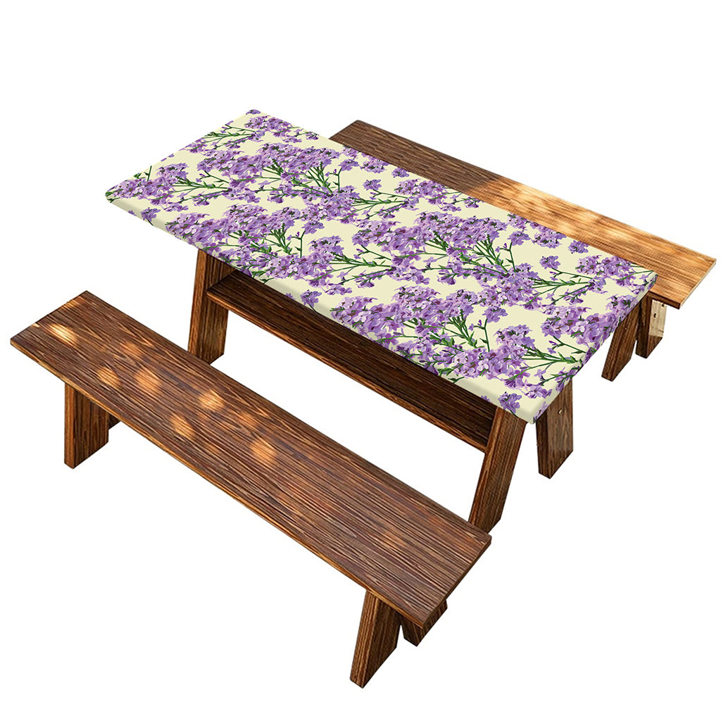 Watercolor Lavender Pattern Print Picnic Table Cover