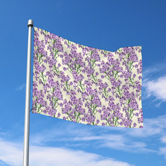 Watercolor Lavender Pattern Print Polyester Flag