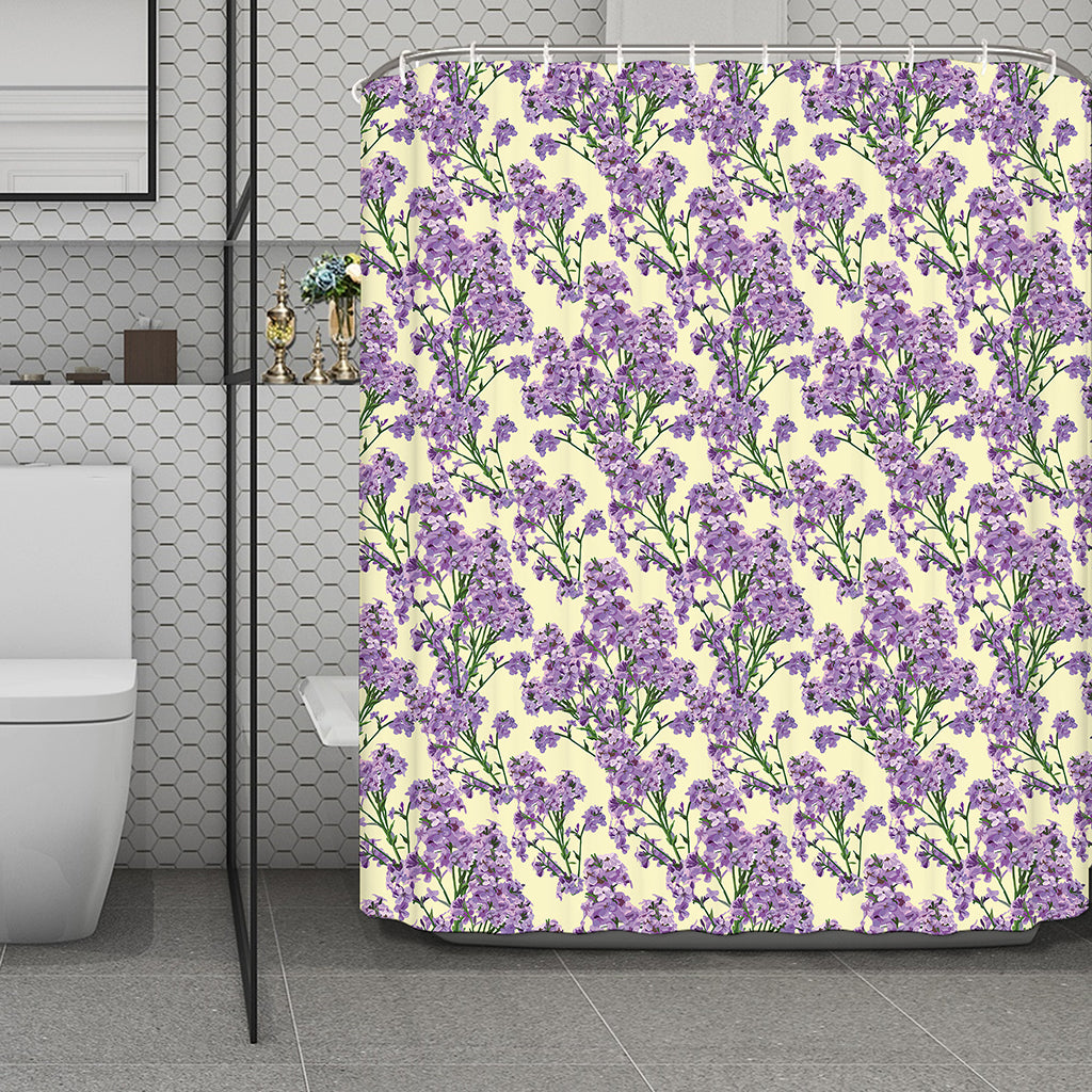 Watercolor Lavender Pattern Print Polyester Shower Curtain