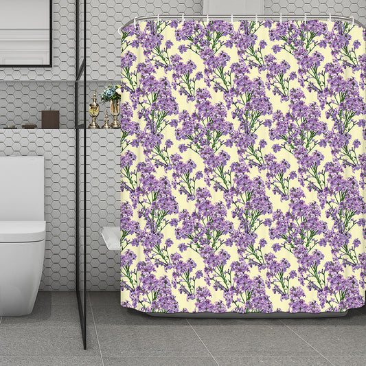 Watercolor Lavender Pattern Print Polyester Shower Curtain
