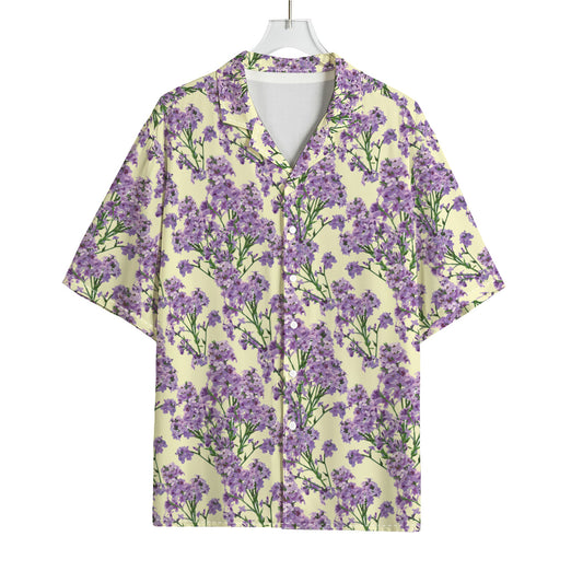Watercolor Lavender Pattern Print Rayon Hawaiian Shirt