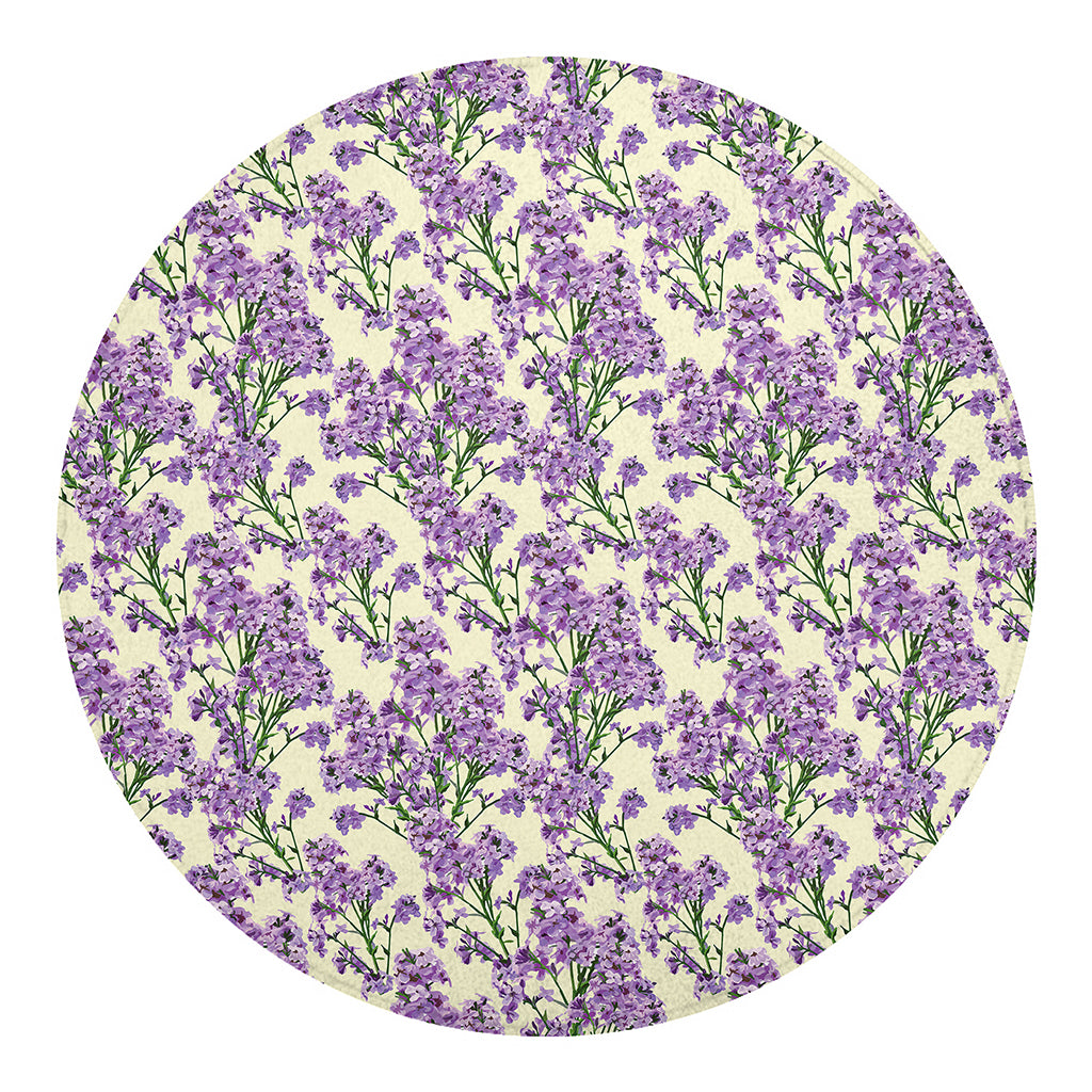 Watercolor Lavender Pattern Print Round Blanket