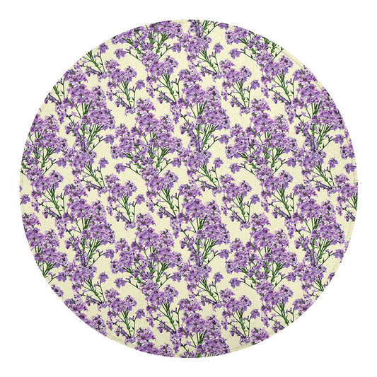 Watercolor Lavender Pattern Print Round Blanket