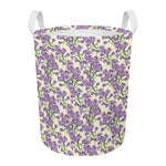 Watercolor Lavender Pattern Print Round Laundry Basket