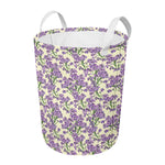 Watercolor Lavender Pattern Print Round Laundry Basket