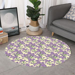 Watercolor Lavender Pattern Print Round Rug