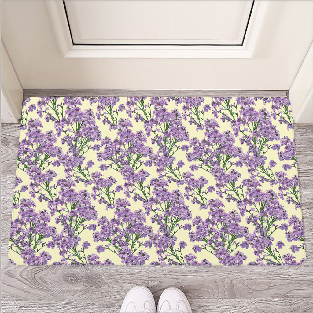 Watercolor Lavender Pattern Print Rubber Doormat