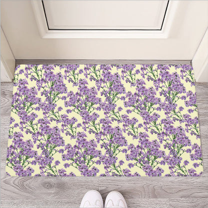 Watercolor Lavender Pattern Print Rubber Doormat