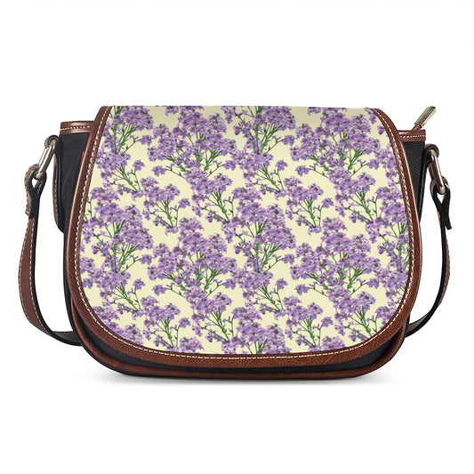 Watercolor Lavender Pattern Print Saddle Bag
