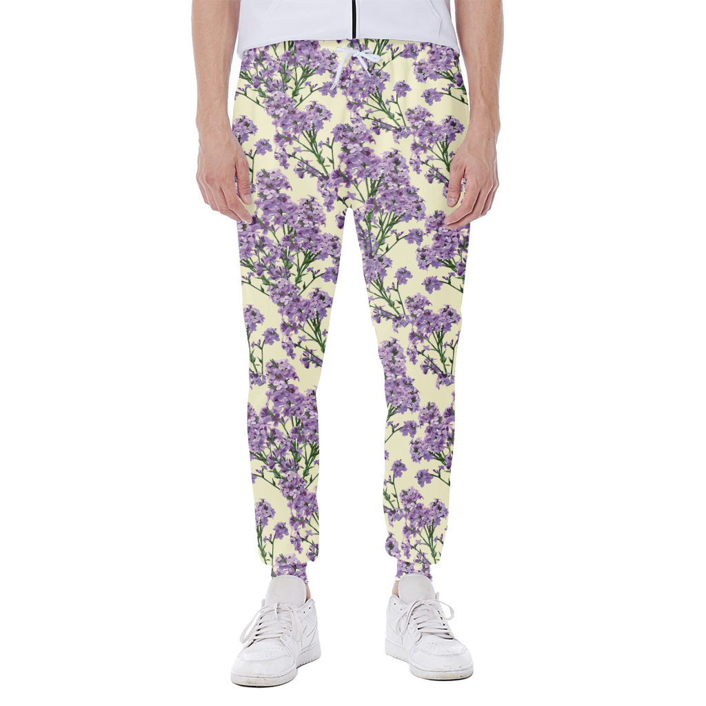 Watercolor Lavender Pattern Print Scuba Joggers