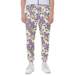 Watercolor Lavender Pattern Print Scuba Joggers