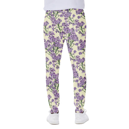 Watercolor Lavender Pattern Print Scuba Joggers