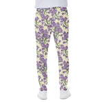 Watercolor Lavender Pattern Print Scuba Joggers