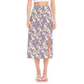 Watercolor Lavender Pattern Print Side Slit Midi Skirt