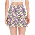 Watercolor Lavender Pattern Print Side Slit Mini Skirt