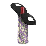 Watercolor Lavender Pattern Print Single Neoprene Wine Tote
