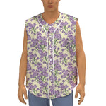 Watercolor Lavender Pattern Print Sleeveless Baseball Jersey