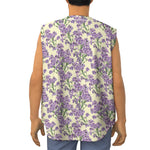 Watercolor Lavender Pattern Print Sleeveless Baseball Jersey