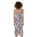 Watercolor Lavender Pattern Print Slim Fit Midi Cami Dress