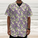 Watercolor Lavender Pattern Print Textured Short Sleeve Shirt