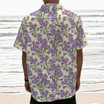Watercolor Lavender Pattern Print Textured Short Sleeve Shirt