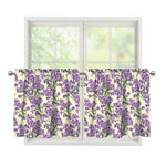 Watercolor Lavender Pattern Print Tier Curtains