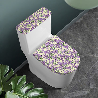 Watercolor Lavender Pattern Print Toilet Lid And Tank Cover Set