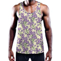 Watercolor Lavender Pattern Print Men's Workout Tank Top