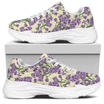Watercolor Lavender Pattern Print White Chunky Shoes