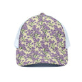 Watercolor Lavender Pattern Print White Mesh Trucker Hat