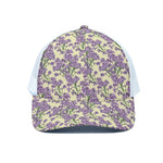 Watercolor Lavender Pattern Print White Mesh Trucker Cap