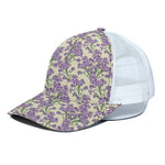 Watercolor Lavender Pattern Print White Mesh Trucker Cap