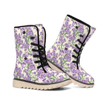Watercolor Lavender Pattern Print Winter Boots