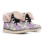 Watercolor Lavender Pattern Print Winter Boots