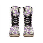 Watercolor Lavender Pattern Print Winter Boots