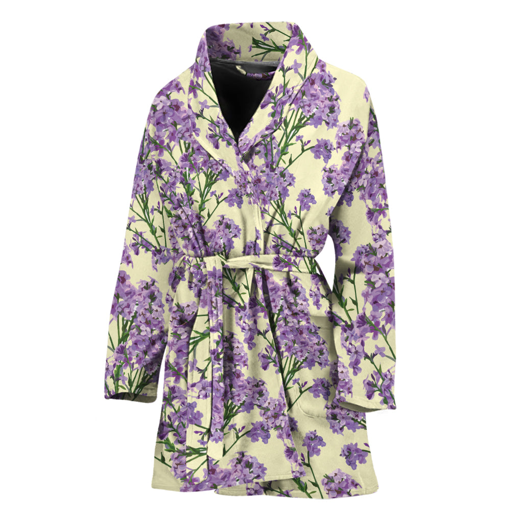Watercolor Lavender Pattern Print Women's Bathrobe