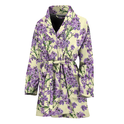 Watercolor Lavender Pattern Print Women's Bathrobe