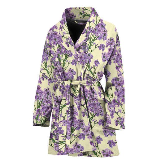 Watercolor Lavender Pattern Print Women's Bathrobe