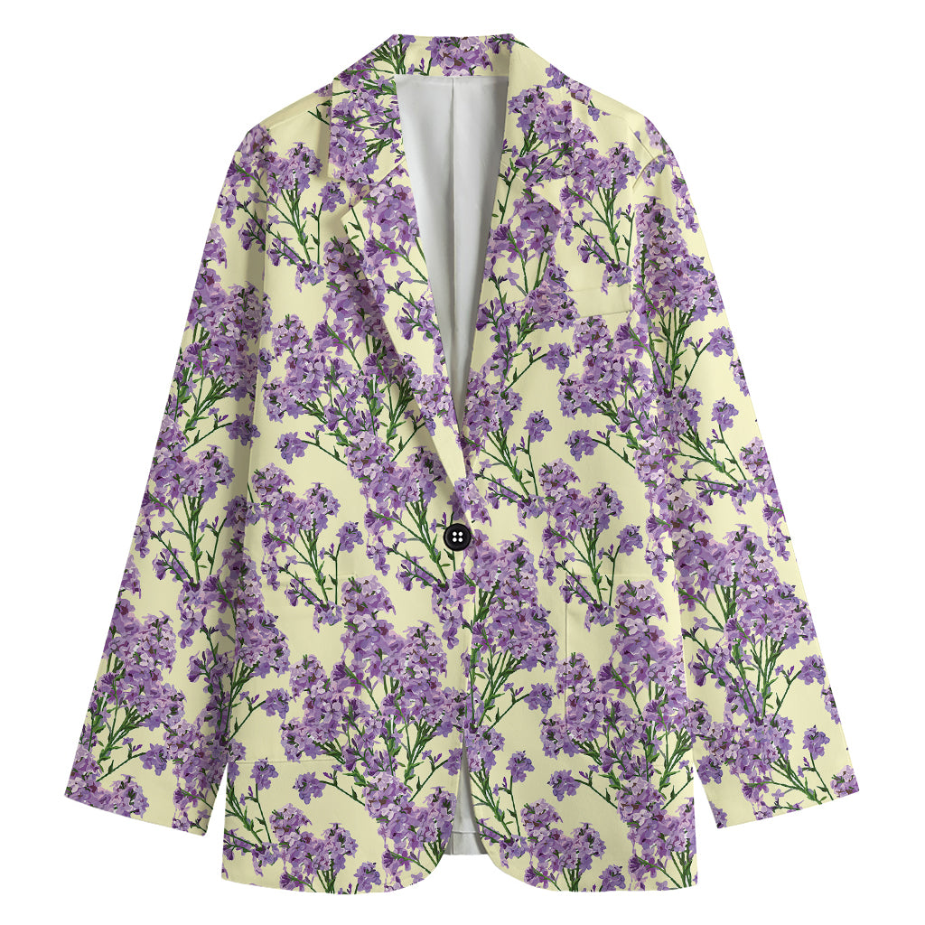 Watercolor Lavender Pattern Print Women's Blazer