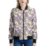 Watercolor Lavender Pattern Print Women's Bomber Jacket