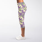 Watercolor Lavender Pattern Print Women's Capri Leggings