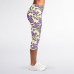 Watercolor Lavender Pattern Print Women's Capri Leggings