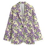 Watercolor Lavender Pattern Print Women's Cotton Blazer